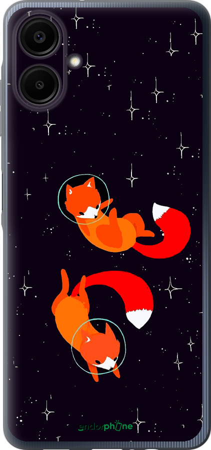 Силиконовый чехол Лисички в космосе для Samsung Galaxy A06 4G - 4519u-3776 изображение 