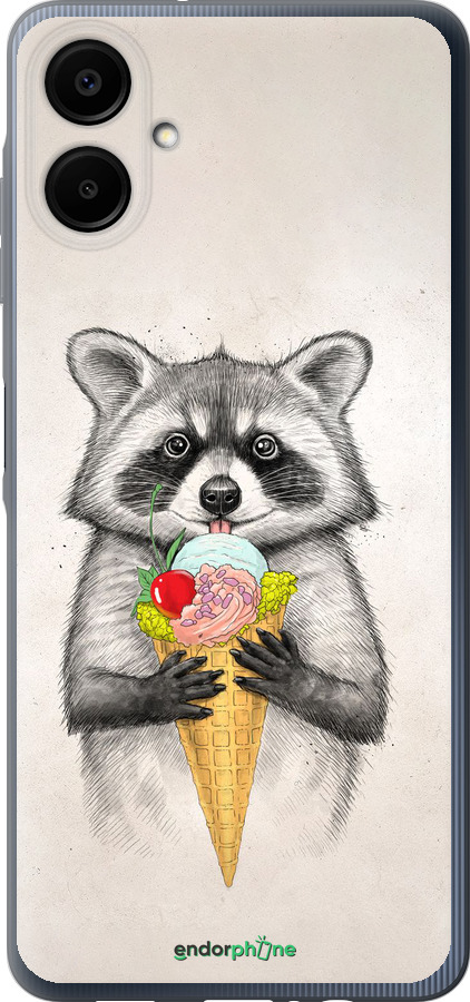 Силиконовый чехол Енотик с мороженым для Samsung Galaxy A06 4G - 4602u-3776 изображение 