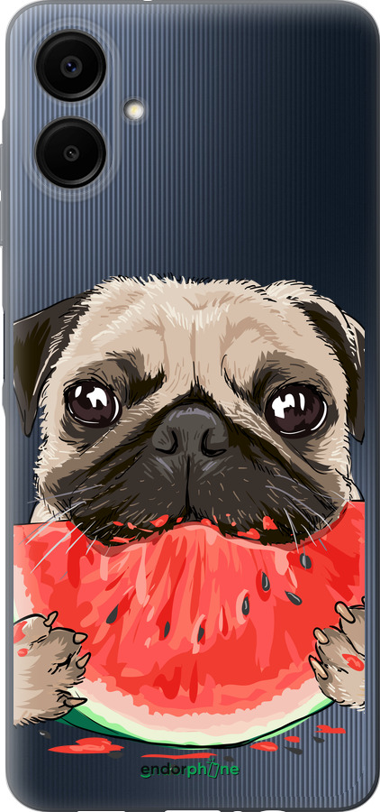 Силиконовый чехол Мопс и арбуз для Samsung Galaxy A06 4G - 4665u-3776 изображение 