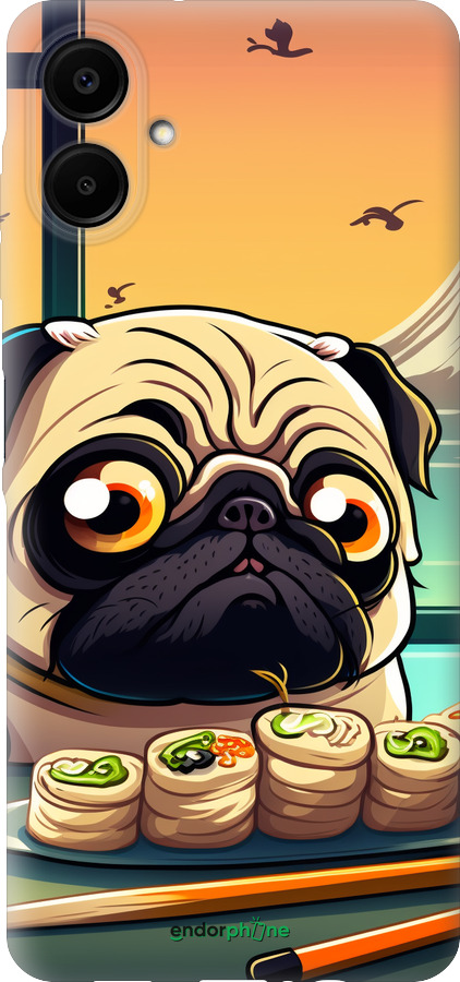 Силіконовий чехол Мопс і суші для Samsung Galaxy A06 4G - 5588u-3776 изображение 