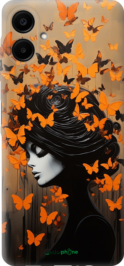 Силиконовый чехол Чехол для телефона Девушка с оранжевыми бабочками для Samsung Galaxy A06 4G - 5940u-3776 изображение 