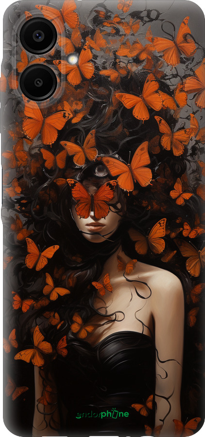 Силіконовий чехол Дівчина з помаранчевими метеликами для Samsung Galaxy A06 4G - 5941u-3776 изображение 