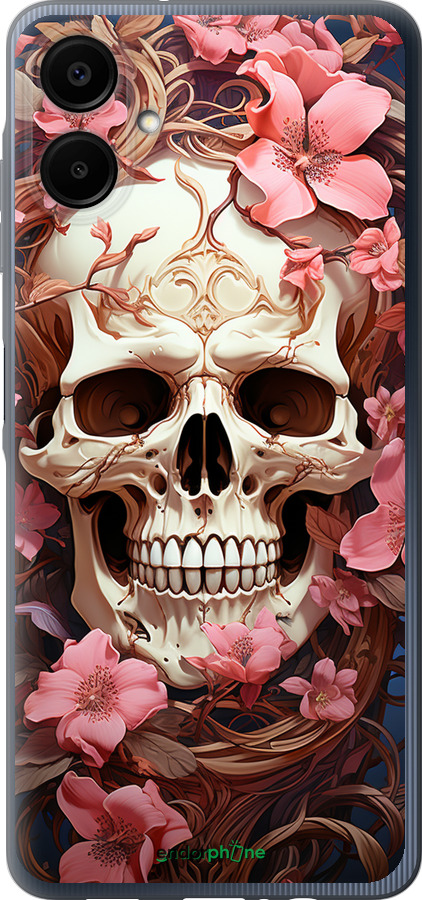 Силиконовый чехол Череп в розовых цветах для Samsung Galaxy A06 4G - 5965u-3776 изображение 