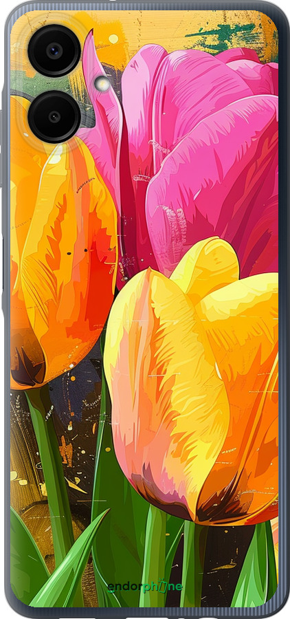 Силиконовый чехол Нарисованные тюльпаны для Samsung Galaxy A06 4G - 5990u-3776 изображение 