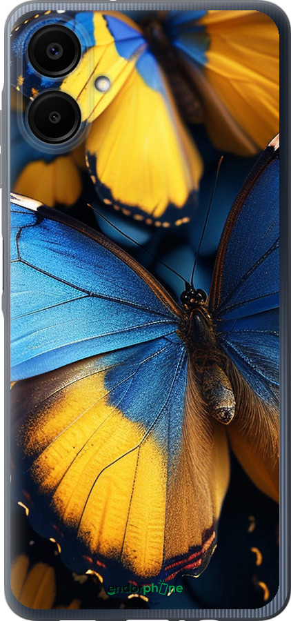 Силиконовый чехол Желто-голубые бабочки для Samsung Galaxy A06 4G - 6046u-3776 изображение 