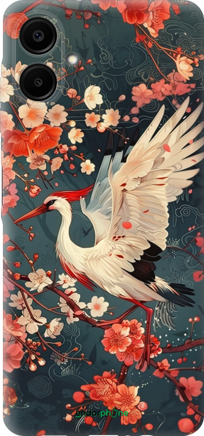 Силиконовый чехол Сакура и аист для Samsung Galaxy A06 4G - 6108u-3776 изображение 