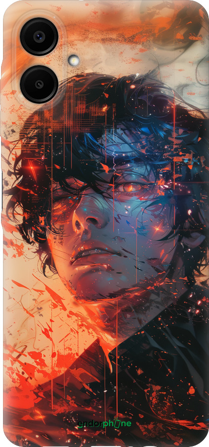 Силиконовый чехол Лицо в пламени для Samsung Galaxy A06 4G - 6127u-3776 изображение 