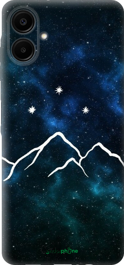 Силиконовый чехол Горы и звезды нарисованы на фоне галактики для Samsung Galaxy A06 4G - 6490u-3776 изображение 