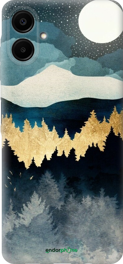 Силиконовый чехол Ночной пейзаж с лесом и горами для Samsung Galaxy A06 4G - 6493u-3776 изображение 
