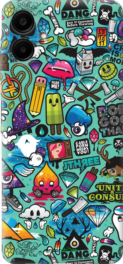 Силиконовый чехол Стикер бомбинг 1 для Samsung Galaxy A06 4G - 693u-3776 изображение 