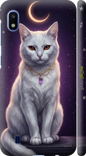 3D пластиковый матовый чехол Mystic White Cat Gothic Dark Purple Gold для Samsung Galaxy A10 2019 A105F - 6805m-1671 изображение 