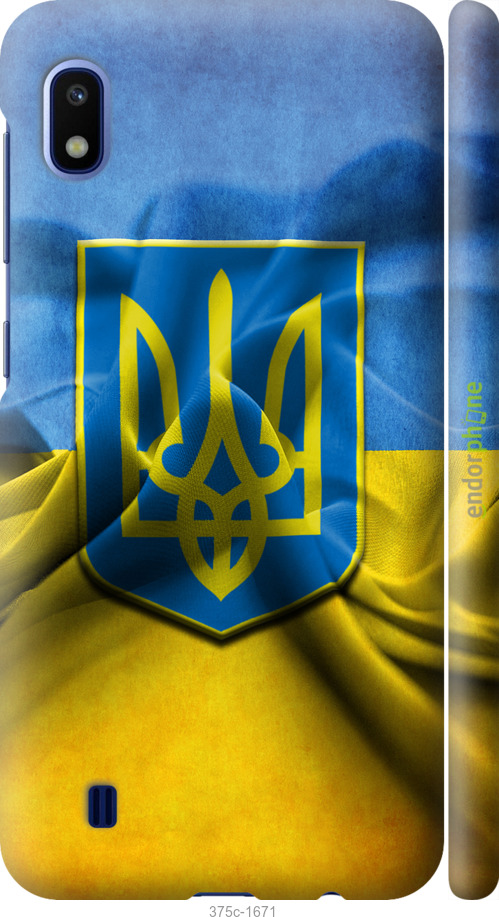 

3D пластиковий матовий чохол "Прапор та герб України" для Samsung Galaxy A10 2019 A105F, Блакитний