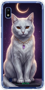 Силикон с усиленными углами чехол Mystic White Cat Gothic Dark Purple Gold для Samsung Galaxy A10 2019 A105F - 6805sp-1671 изображение 