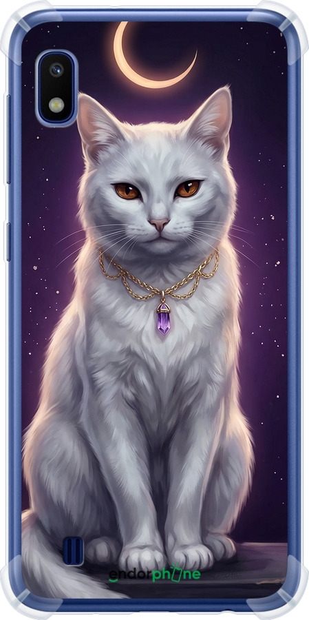 Силикон с усиленными углами чехол Mystic White Cat Gothic Dark Purple Gold для Samsung Galaxy A10 2019 A105F - 6805sp-1671 изображение 