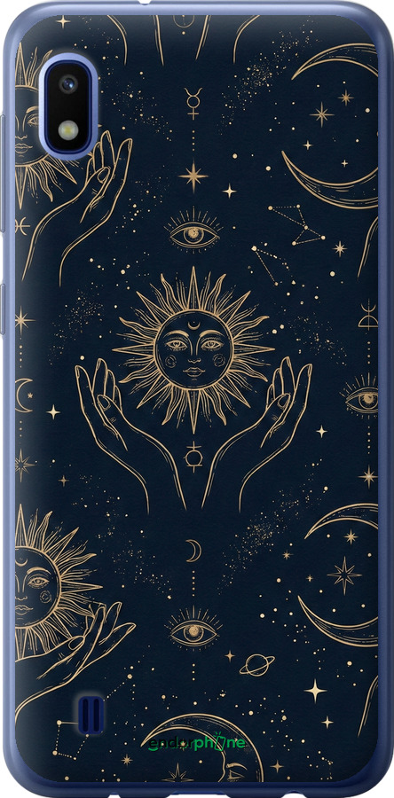 2D пластиковий чехол Celestial Harmony: Sun & Moon Gold Mystic Pattern для Samsung Galaxy A10 2019 A105F - 6778t-1671 изображение 