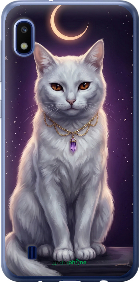 2D пластиковый чехол Mystic White Cat Gothic Dark Purple Gold для Samsung Galaxy A10 2019 A105F - 6805t-1671 изображение 