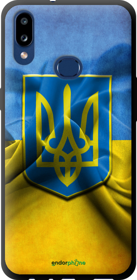 

TPU чорний чохол "Прапор та герб України" для Samsung Galaxy A10s A107F, Блакитний