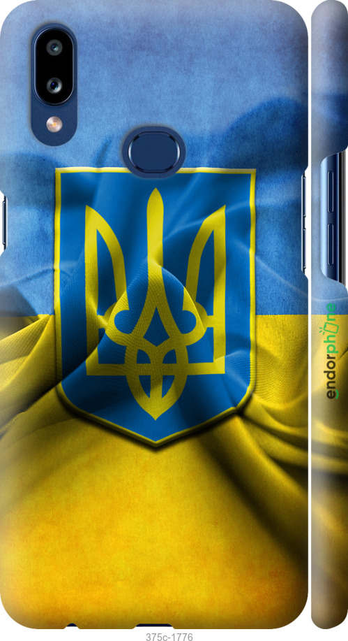 

3D пластиковий матовий чохол "Прапор та герб України" для Samsung Galaxy A10s A107F, Блакитний