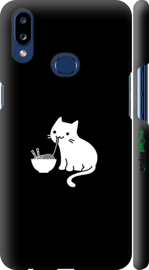 3D пластиковый матовый чехол С милым котом на черном фоне для Samsung Galaxy A10s A107F - 6528m-1776 изображение 
