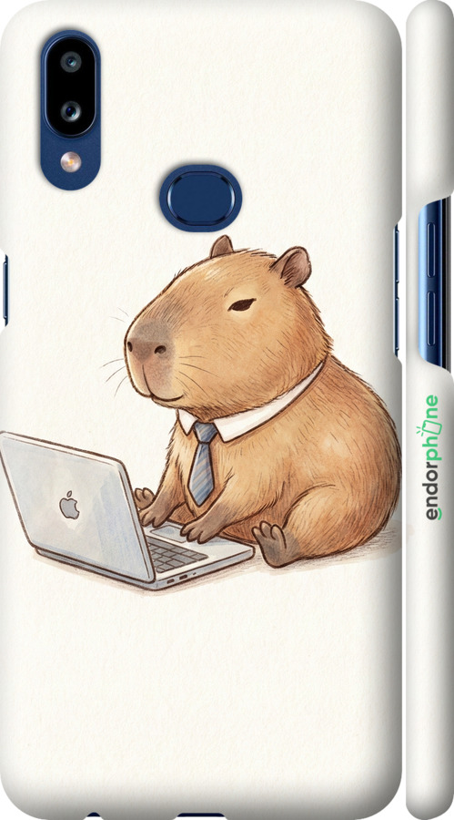 3D пластиковый матовый чехол Funny Capybara CEO Working для Samsung Galaxy A10s A107F - 6777m-1776 изображение 