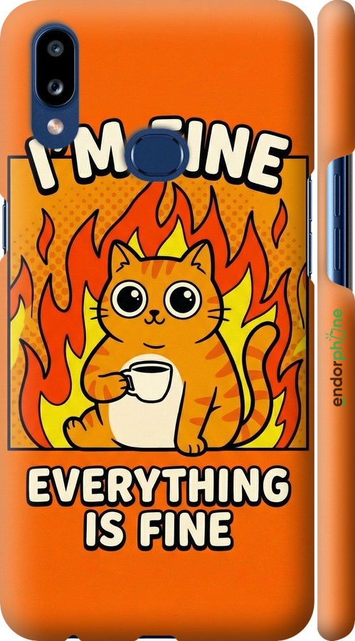 3D пластиковый матовый чехол Funny Cat для Samsung Galaxy A10s A107F - 6786m-1776 изображение 