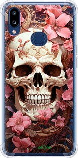 Силикон с усиленными углами чехол Череп в розовых цветах для Samsung Galaxy A10s A107F - 5965sp-1776 изображение 