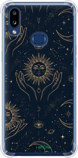 Силикон с усиленными углами чехол Celestial Harmony: Sun & Moon Gold Mystic Pattern для Samsung Galaxy A10s A107F - 6778sp-1776 изображение 