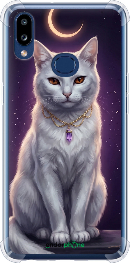 Силикон с усиленными углами чехол Mystic White Cat Gothic Dark Purple Gold для Samsung Galaxy A10s A107F - 6805sp-1776 изображение 