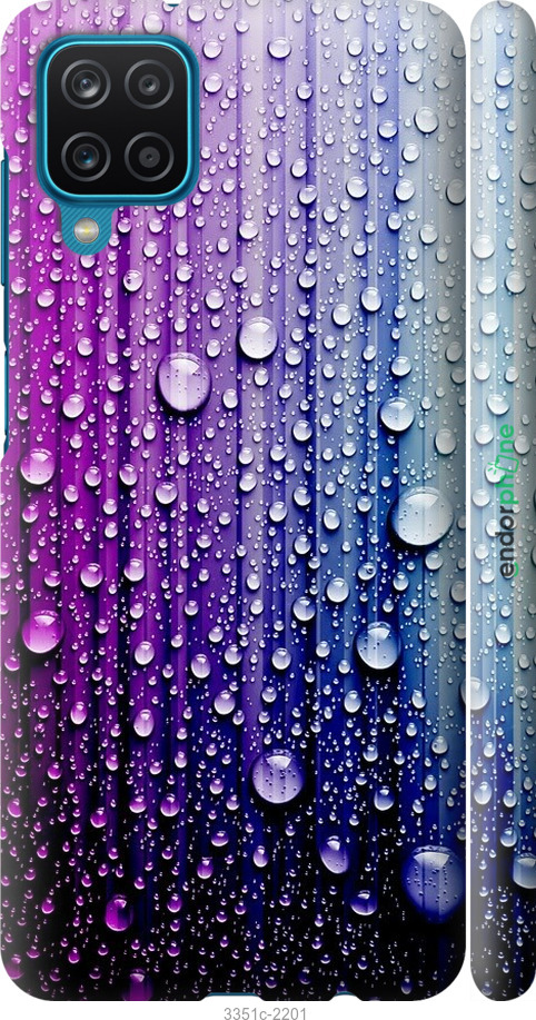 

3D пластиковий матовий чохол "Краплини води" для Samsung Galaxy A12 A125F, Синій