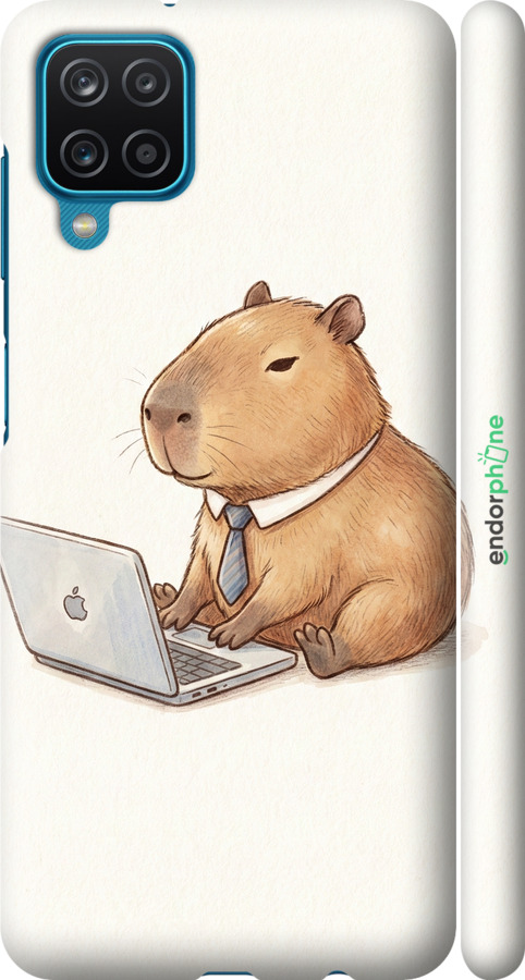 3D пластиковий матовий чехол Funny Capybara CEO Working для Samsung Galaxy M12 M127F - 6777m-2360 изображение 