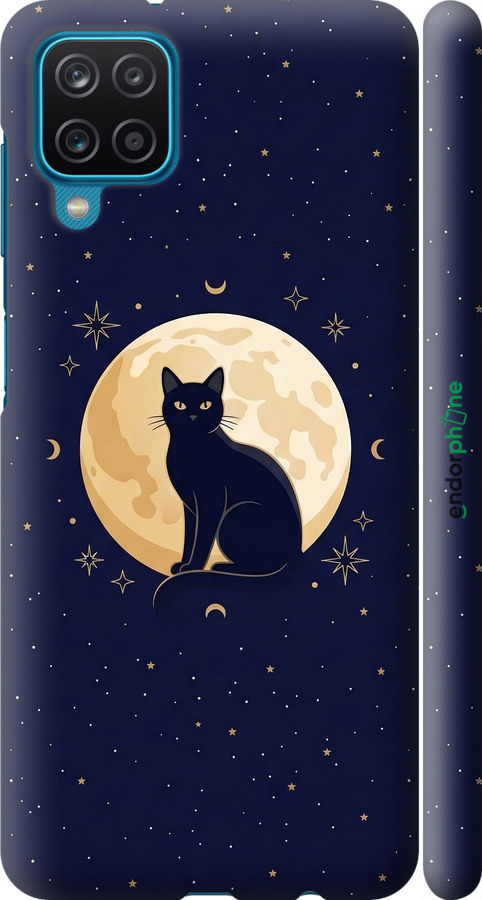 3D пластиковый матовый чехол Cute Cat Celestial/Witchy для Samsung Galaxy A12 A125F - 6787m-2201 изображение 