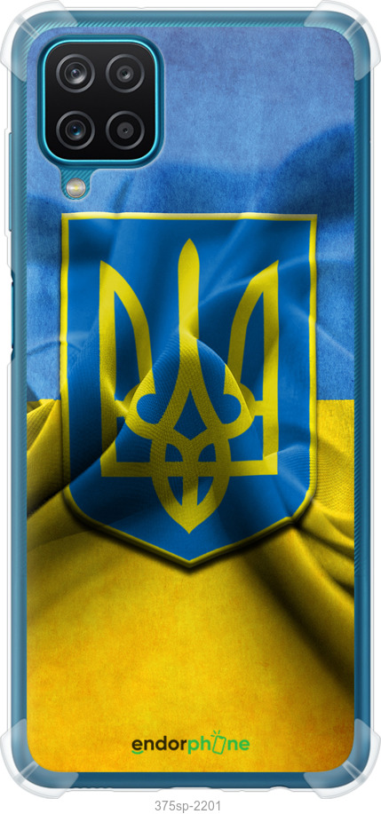

Силіконовий протиударний с посиленими кутами чохол "Прапор та герб України" для Samsung Galaxy A12 A125F, Блакитний