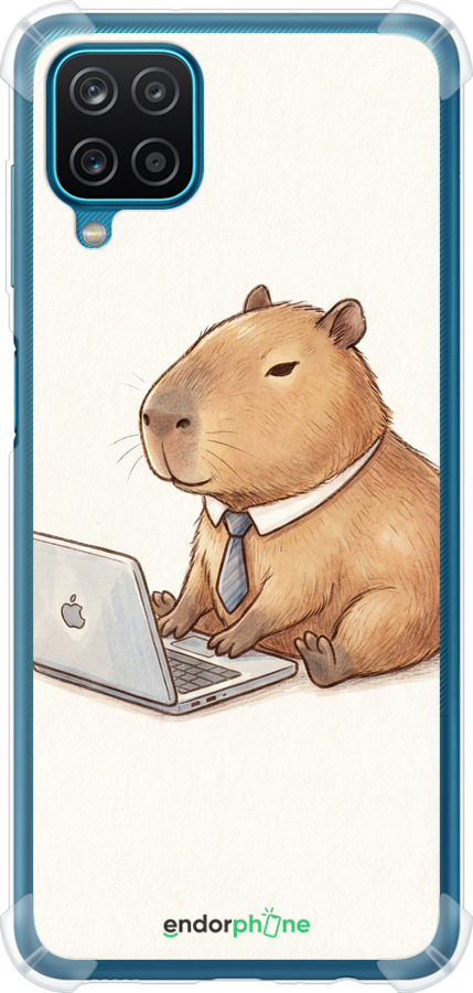 Силикон с усиленными углами чехол Funny Capybara CEO Working для Samsung Galaxy A12 A125F - 6777sp-2201 изображение 