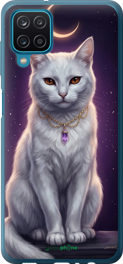 Силиконовый чехол Mystic White Cat Gothic Dark Purple Gold для Samsung Galaxy A12 A125F - 6805u-2201 изображение 