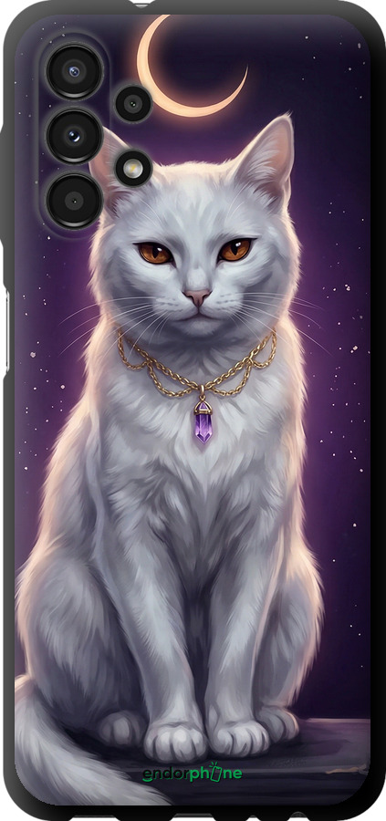 TPU чехол Mystic White Cat Gothic Dark Purple Gold для Samsung Galaxy A13 A135F - 6805b-2498 изображение 