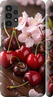 3D пластиковий матовий чехол Вишня у шоколаді для Samsung Galaxy A13 A135F - 6698m-2498 изображение 