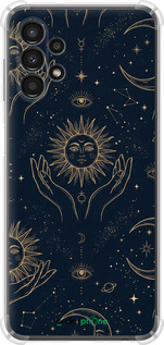 Силіконовий протиударний с посиленими кутами чехол Celestial Harmony: Sun & Moon Gold Mystic Pattern для Samsung Galaxy A13 A135F - 6778sp-2498 изображение 