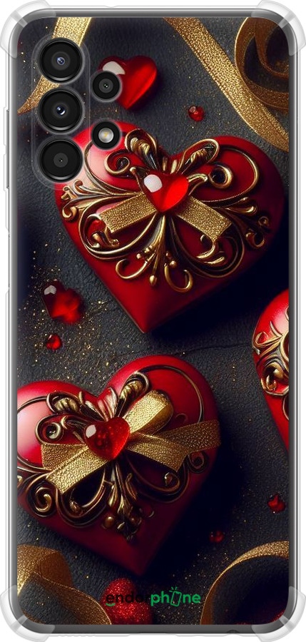 Силикон с усиленными углами чехол Сердечки v4 для Samsung Galaxy A13 A135F - 5834sp-2498 изображение 