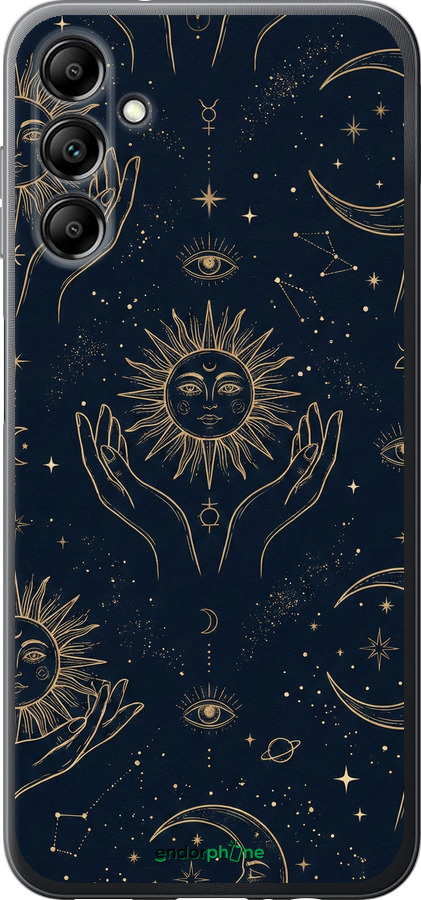Силиконовый чехол Celestial Harmony: Sun & Moon Gold Mystic Pattern для Samsung Galaxy A14 A145F - 6778u-2937 изображение 