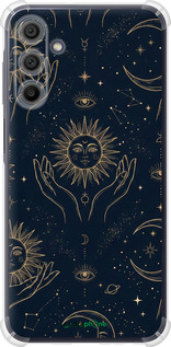 Силикон с усиленными углами чехол Celestial Harmony: Sun & Moon Gold Mystic Pattern для Samsung Galaxy A15 - 6778sp-3357 изображение 