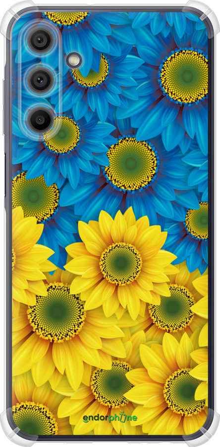 Силикон с усиленными углами чехол Жёлто-голубые цветы для Samsung Galaxy A15 - 1048sp-3357 изображение 