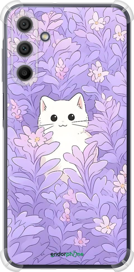 Силикон с усиленными углами чехол Котик в цветах для Samsung Galaxy A15 - 6390sp-3357 изображение 