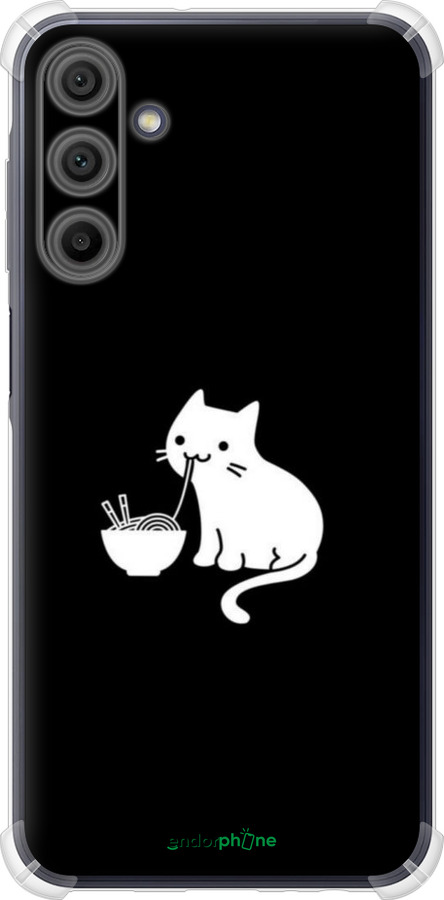 Силикон с усиленными углами чехол С милым котом на черном фоне для Samsung Galaxy A15 - 6528sp-3357 изображение 