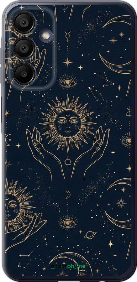 Силиконовый чехол Celestial Harmony: Sun & Moon Gold Mystic Pattern для Samsung Galaxy A15 - 6778u-3357 изображение 