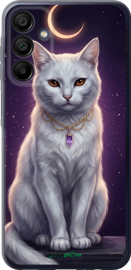 Силиконовый чехол Mystic White Cat Gothic Dark Purple Gold для Samsung Galaxy A15 - 6805u-3357 изображение 