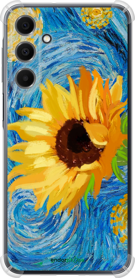 Силикон с усиленными углами чехол Цветы желто-голубые для Samsung Galaxy A16 - 5308sp-3775 изображение 