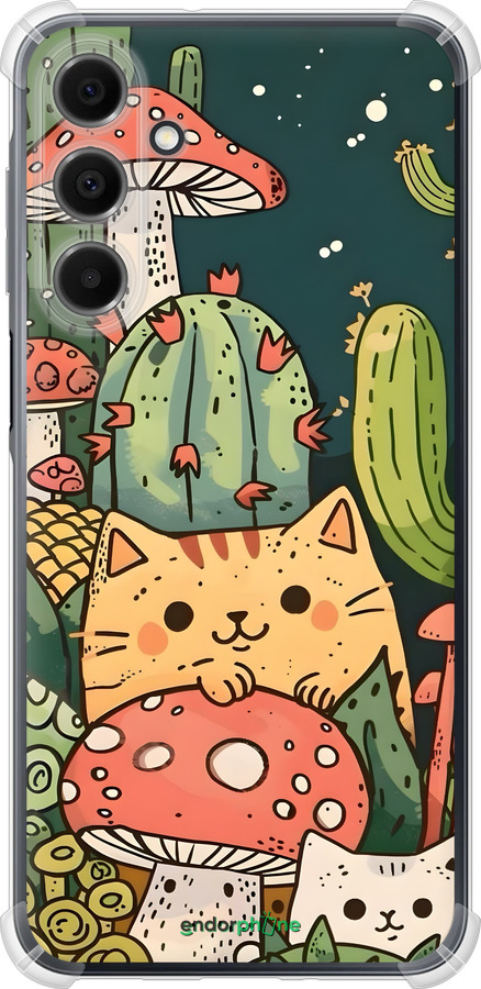 Силикон с усиленными углами чехол Коты грибы для Samsung Galaxy A16 - 6321sp-3775 изображение 