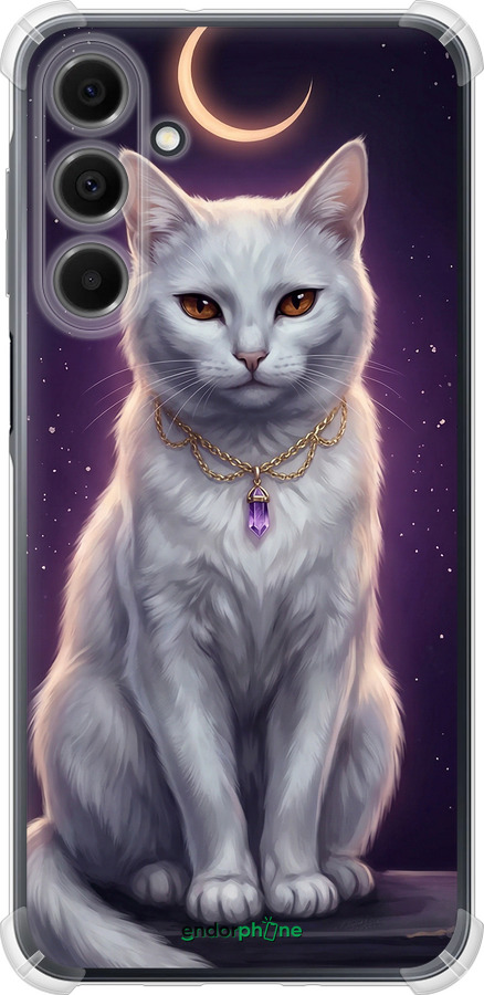 Силикон с усиленными углами чехол Mystic White Cat Gothic Dark Purple Gold для Samsung Galaxy A16 - 6805sp-3775 изображение 