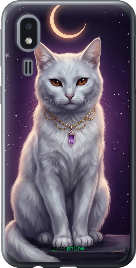 Силиконовый чехол Mystic White Cat Gothic Dark Purple Gold для Samsung Galaxy A2 Core A260F - 6805u-1683 изображение 
