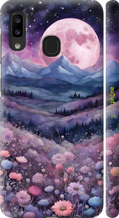 3D пластиковий матовий чехол Ніч місяць арт для Samsung Galaxy A20e A202F - 6319m-1709 изображение 